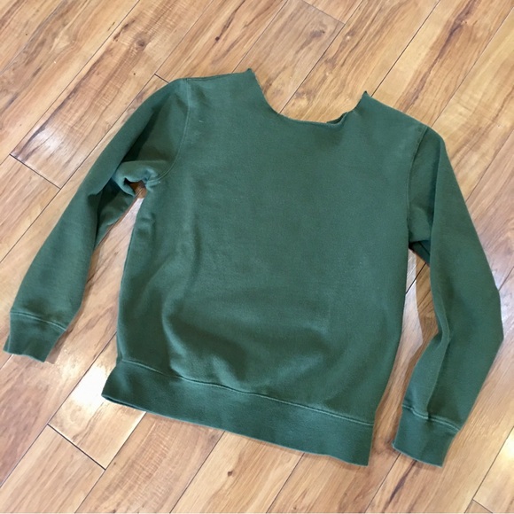 Khaki green sweatshirt top holiday Christmas preppy trending cute cotton medium - Picture 3 of 6